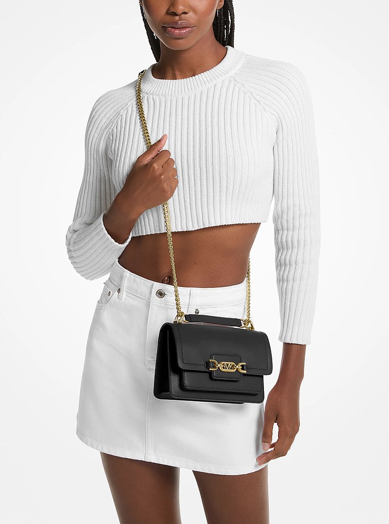 Heather Extra-Small Leather Crossbody Bag in BLACK | Michael Kors