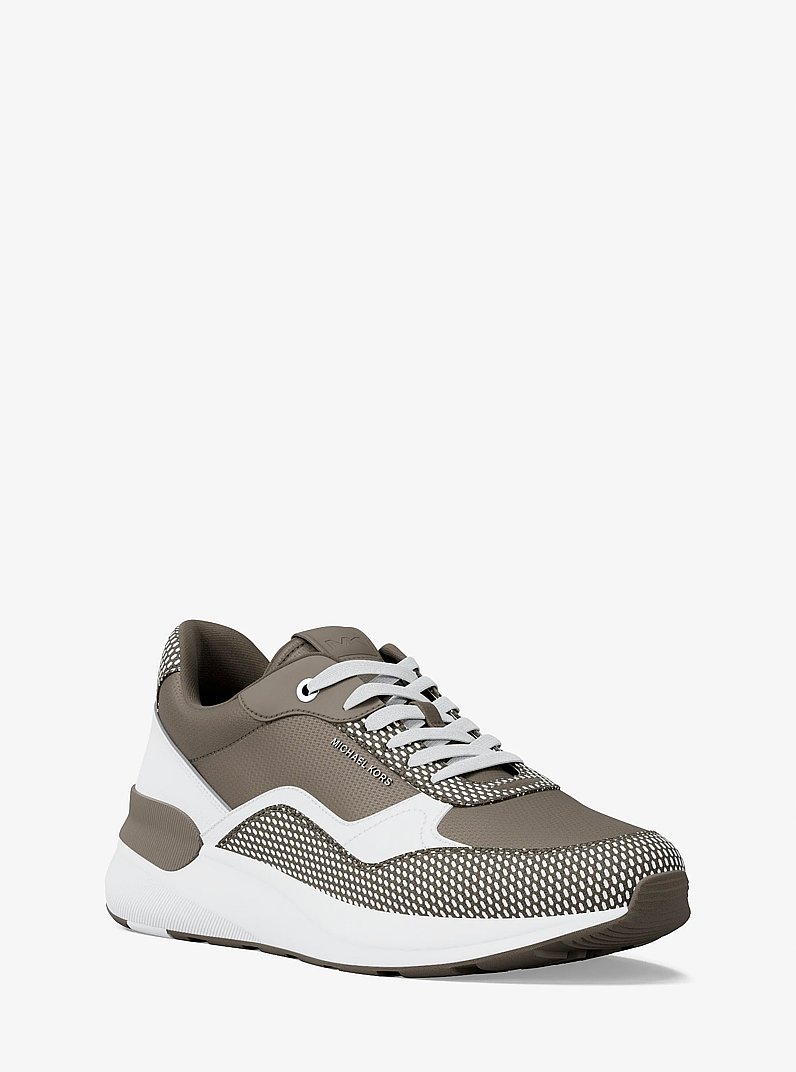 Trevor Mixed-Media Trainer in BIRCH | Michael Kors