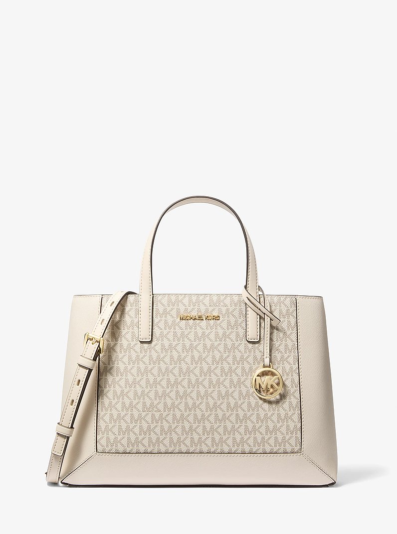 Sallie Medium Signature Logo Satchel in VAN/CREAM | Michael Kors