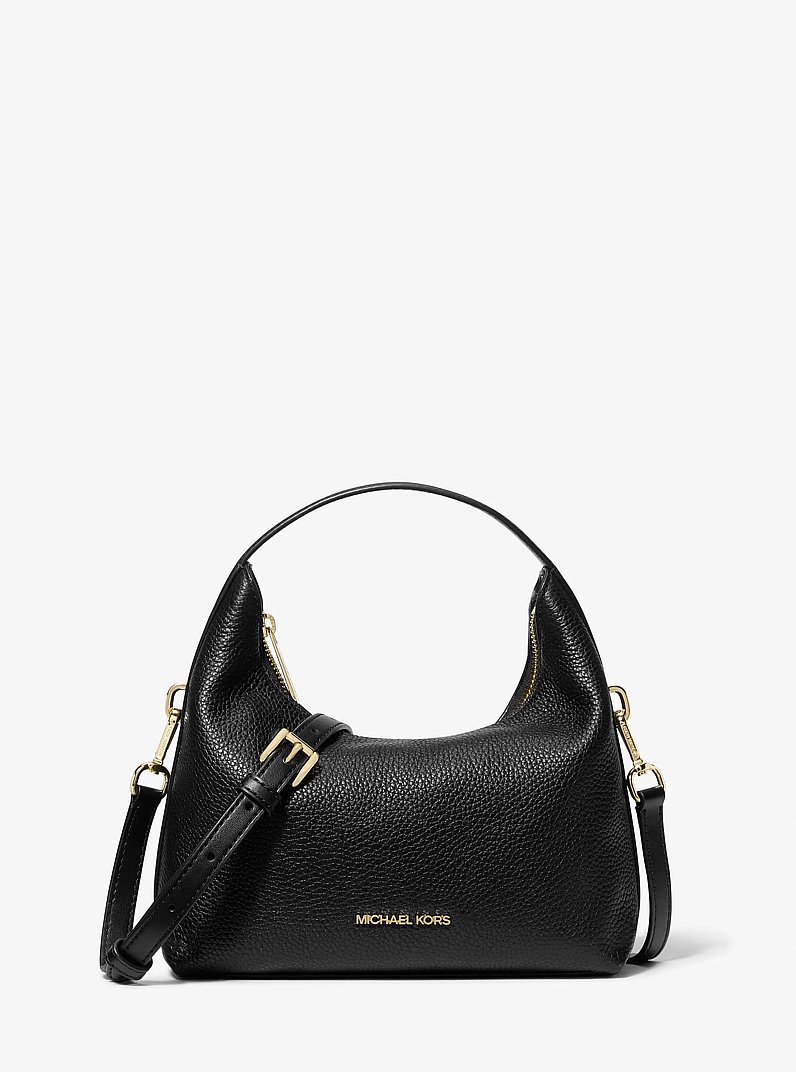 Ember Small Pebbled Leather Messenger Bag in BLACK | Michael Kors