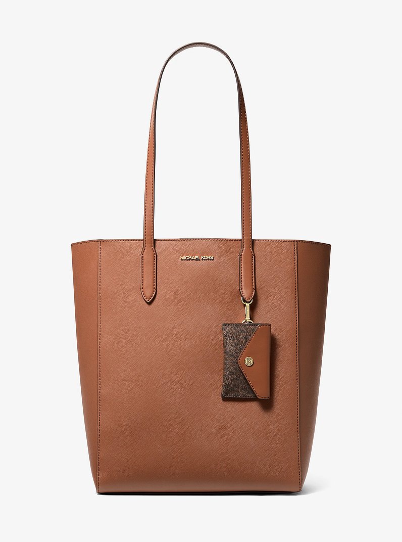 マイケルコース Vincent Large Saffiano Leather Tote Bag With Card Case in LUGGAGE