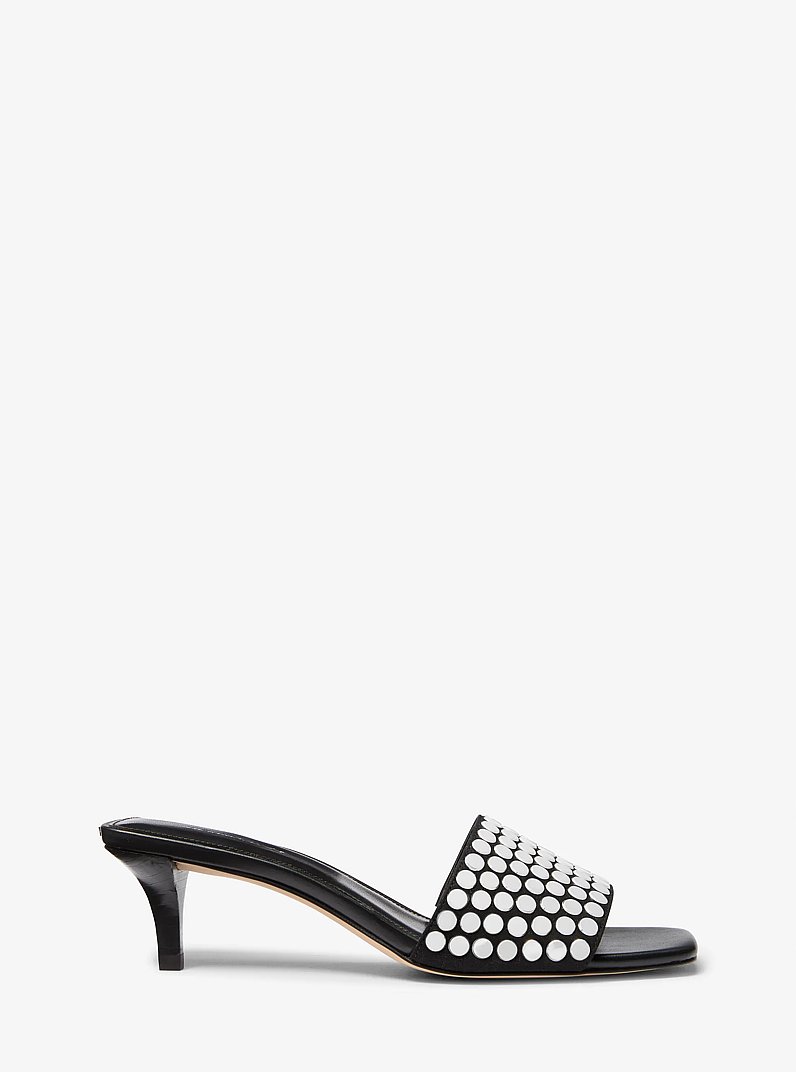 Merriam Studded Kitten Heel Sandal in BLACK | Michael Kors