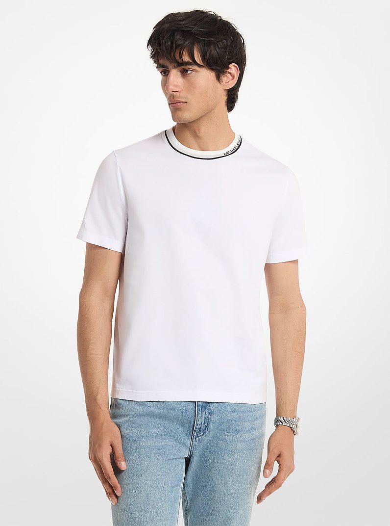 T-Shirt aus Baumwoll-Jersey mit Logodetail in WEISS | Michael Kors