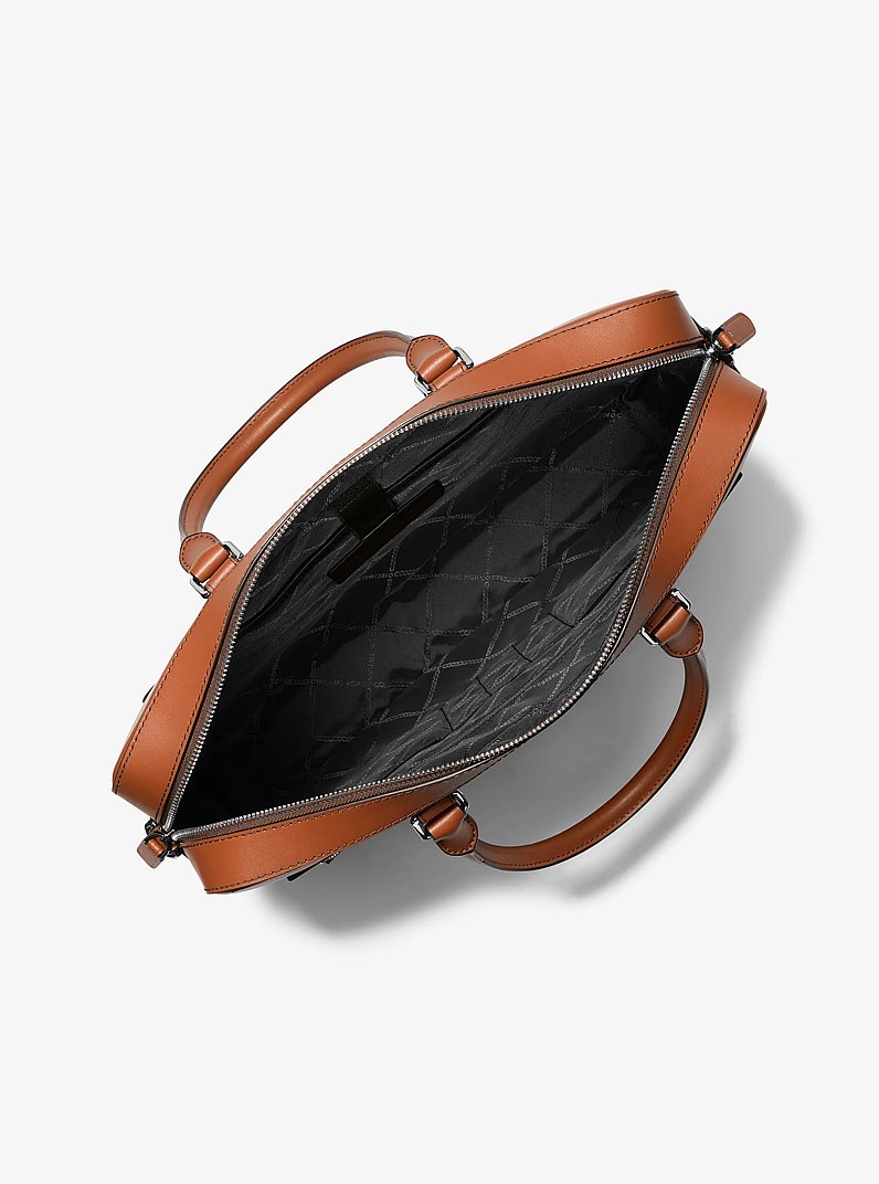 Varick Large Leather Briefcase in LUGGAGE | Michael Kors