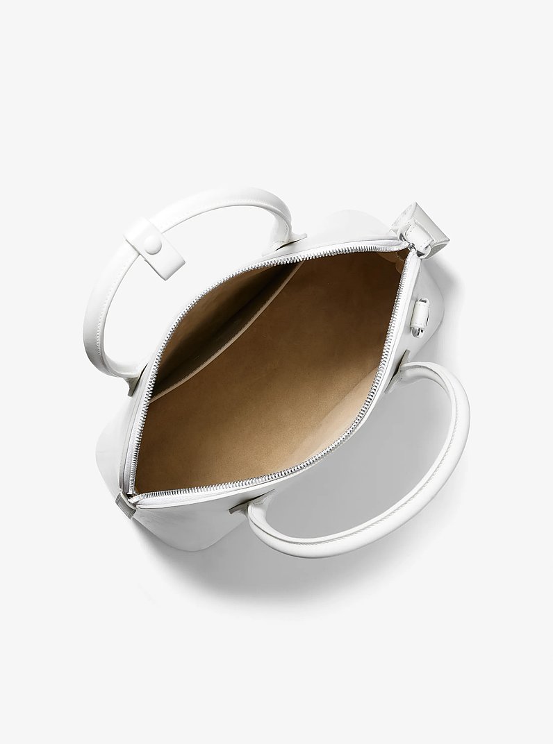 Kaitlin Medium Leather Dome Satchel in OPTIC WHITE | Michael Kors