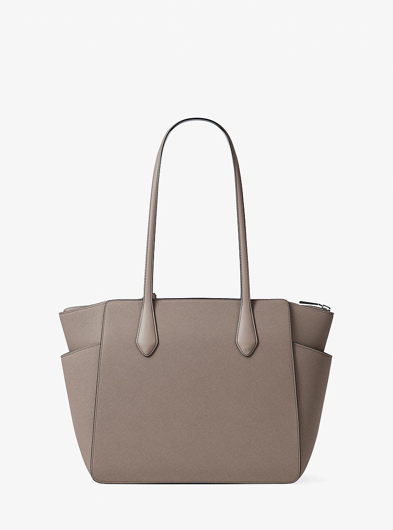 Marilyn Medium Saffiano Leather Tote Bag in MUSHROOM | Michael Kors
