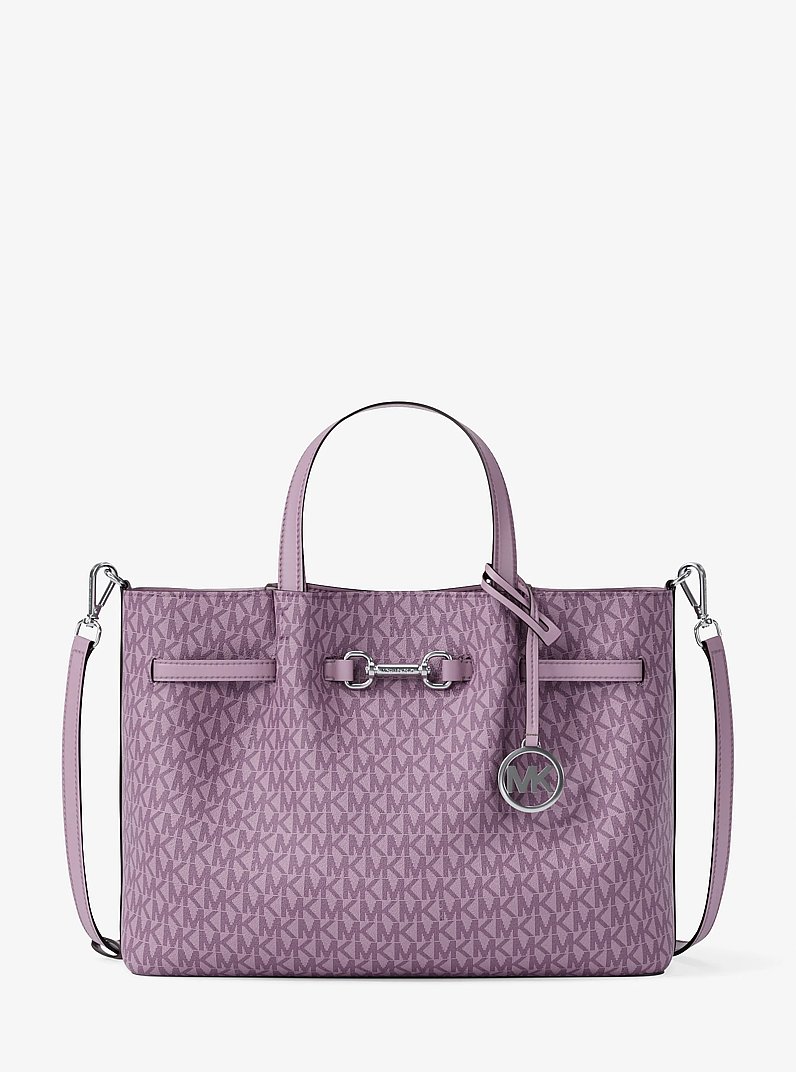 Carson Medium Signature Logo Satchel in LT QUARTZ | Michael Kors