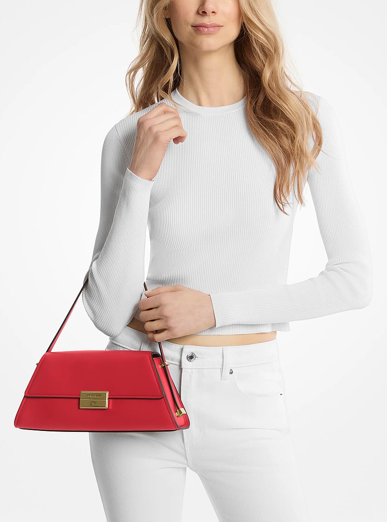 Ludlow Medium Leather Shoulder Bag in CRIMSON | Michael Kors
