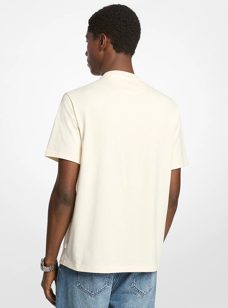 T-shirt in cotone con logo testurizzato in OSSO | Michael Kors