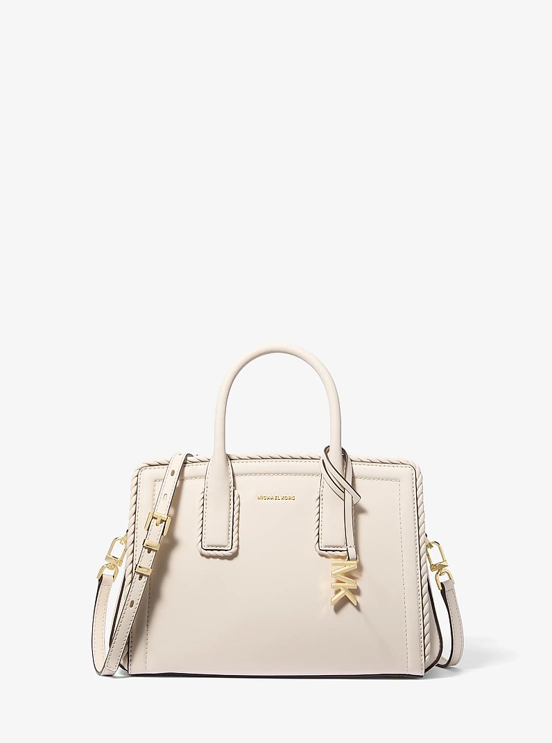 Laila Small Leather Satchel in LT CREAM | Michael Kors