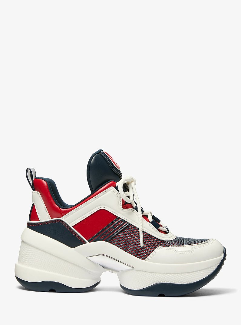 Olympia Color-Block Trainer in BRT RED MLTI | Michael Kors