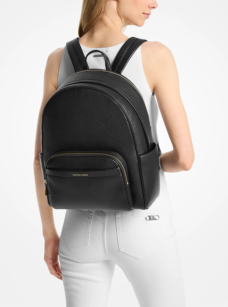 Bex Large Pebbled Leather Backpack in BLACK | Michael Kors