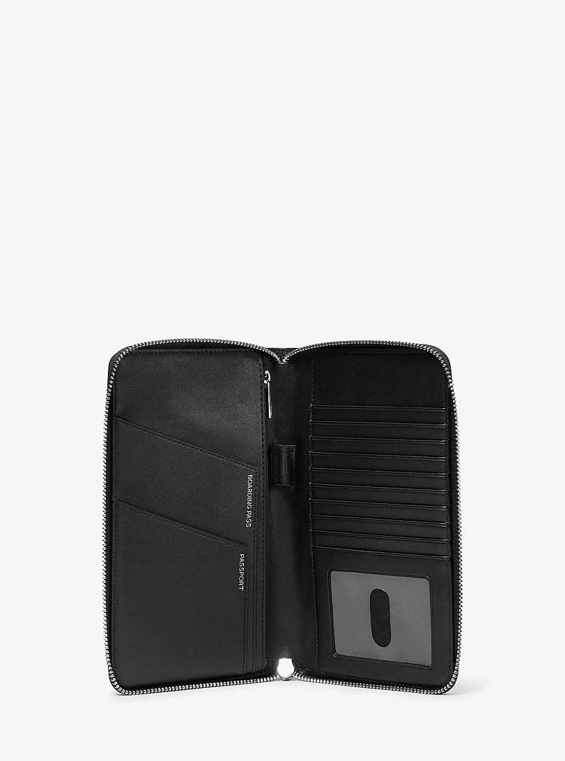 Hudson Pebbled Leather Travel Wallet in BLACK | Michael Kors