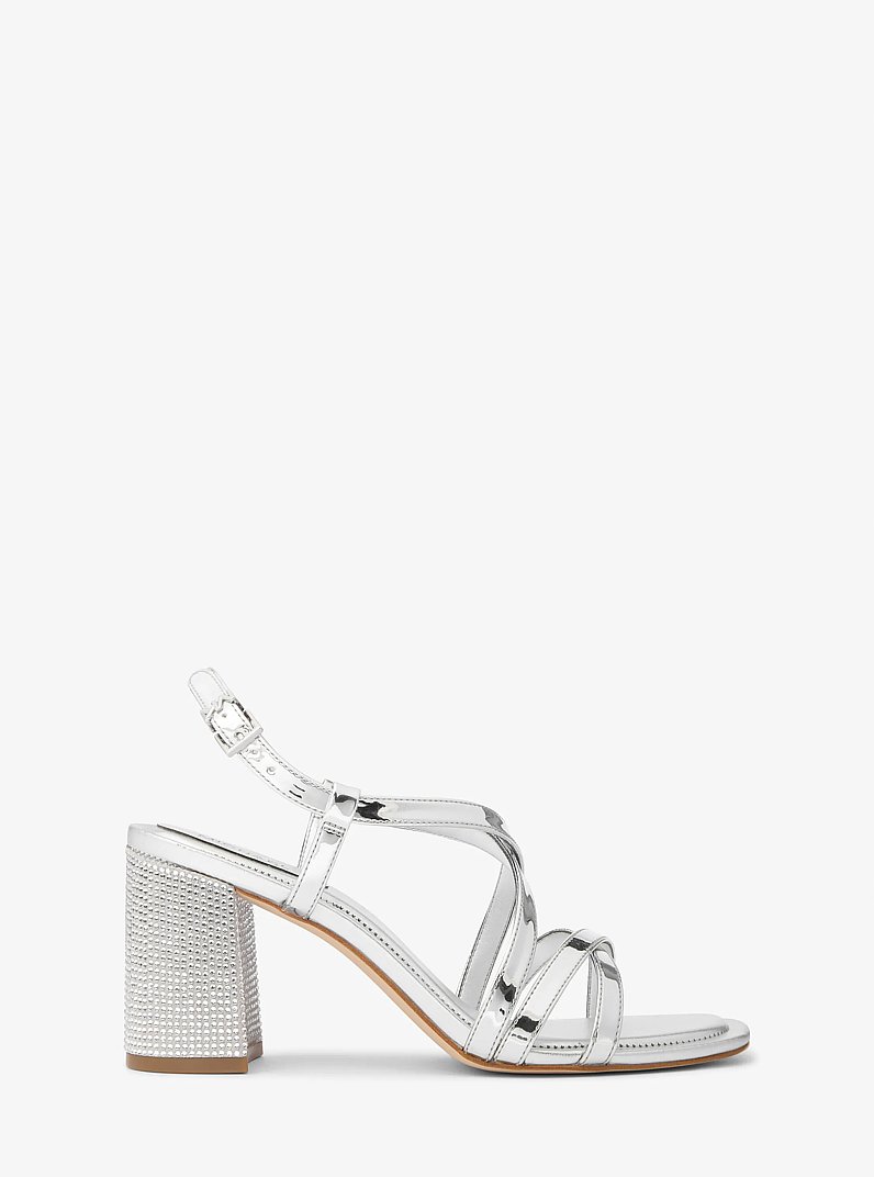 Lana Crystal-Embellished Metallic Sandal in SILVER | Michael Kors