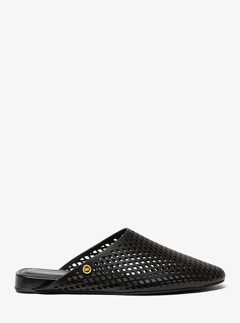 Cady Perforated Leather Mule in BLACK | Michael Kors