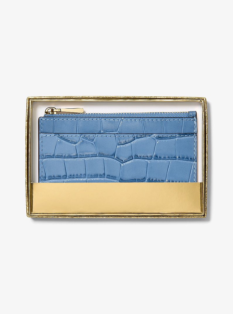 Jet Set Small Crocodile Embossed Leather Card Case