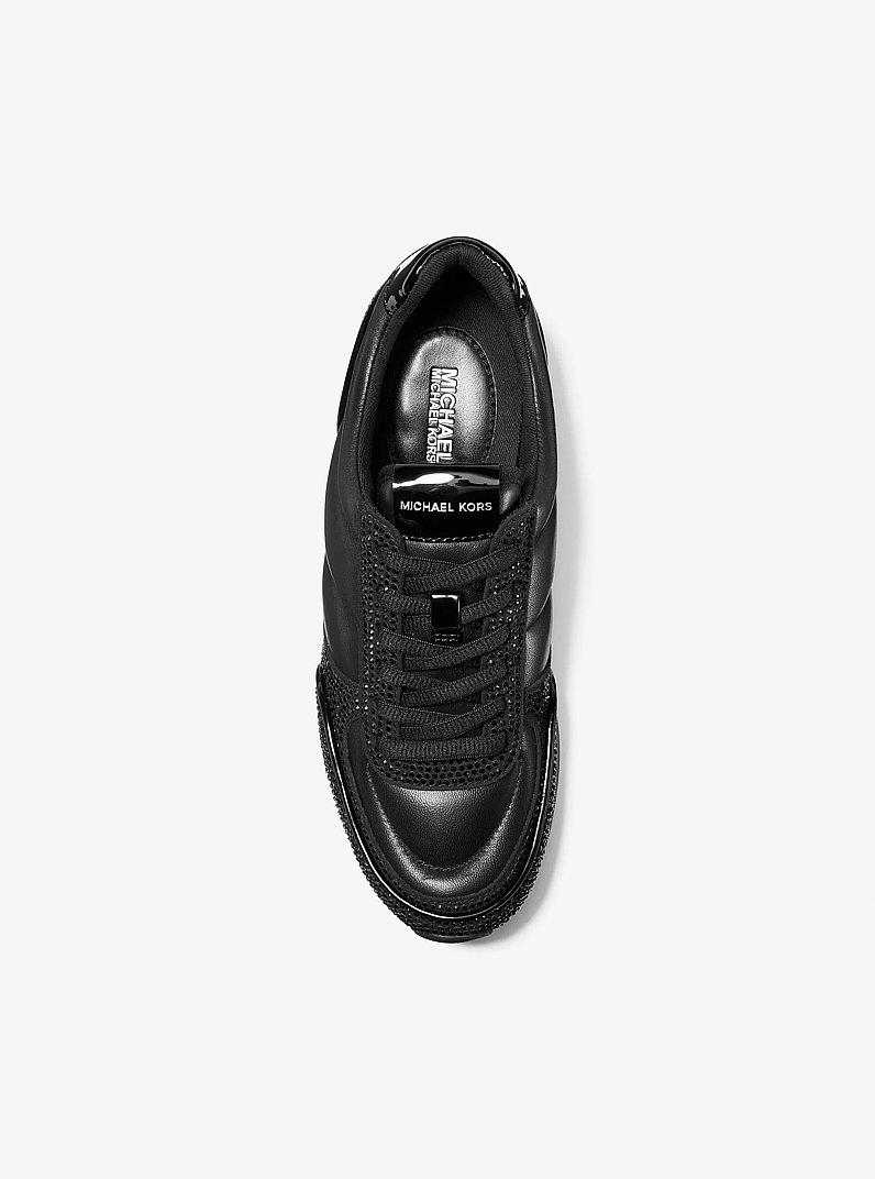 Andi Embellished Quilted Leather Trainer in BLACK - Sale | Michael Kors [US]
