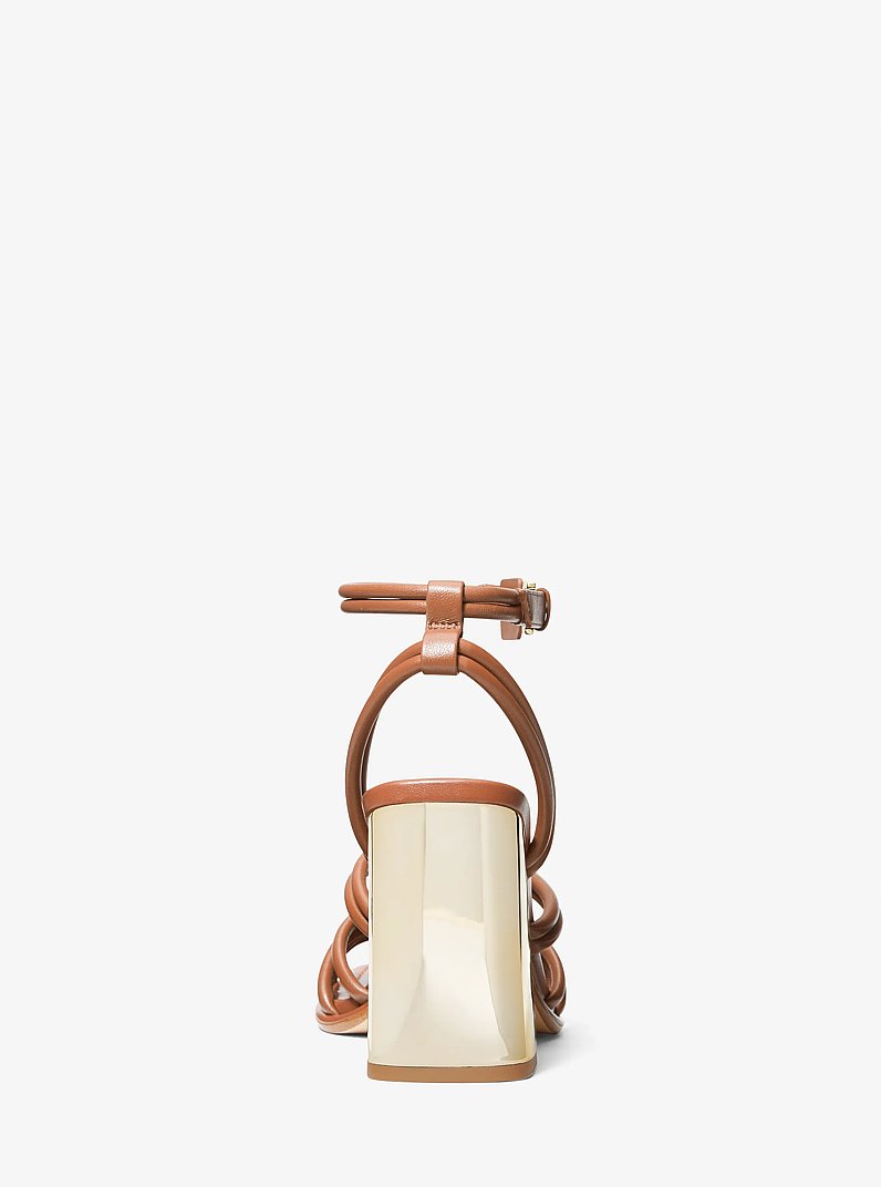 Astra Leather Sandal in LUGGAGE | Michael Kors