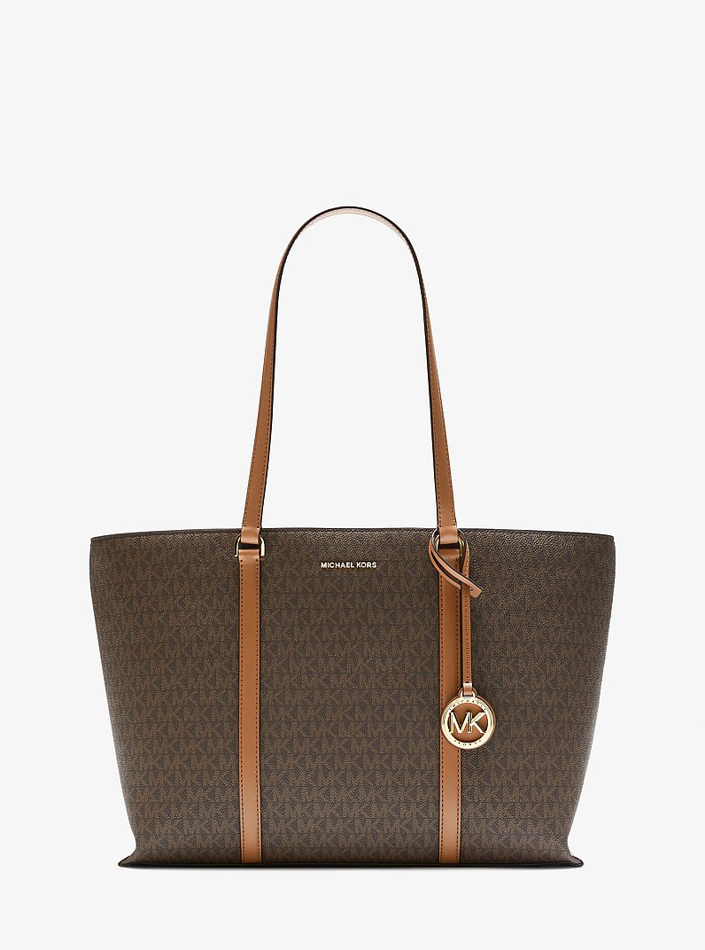 Shopper Temple Large mit Signature-Logomuster in BRN/EICHELBR | Michael Kors