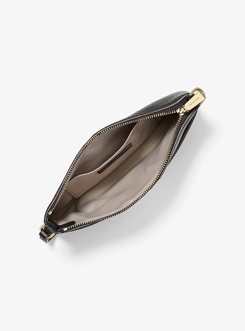 Jet Set Medium Pebbled Leather Wristlet in BLACK | Michael Kors