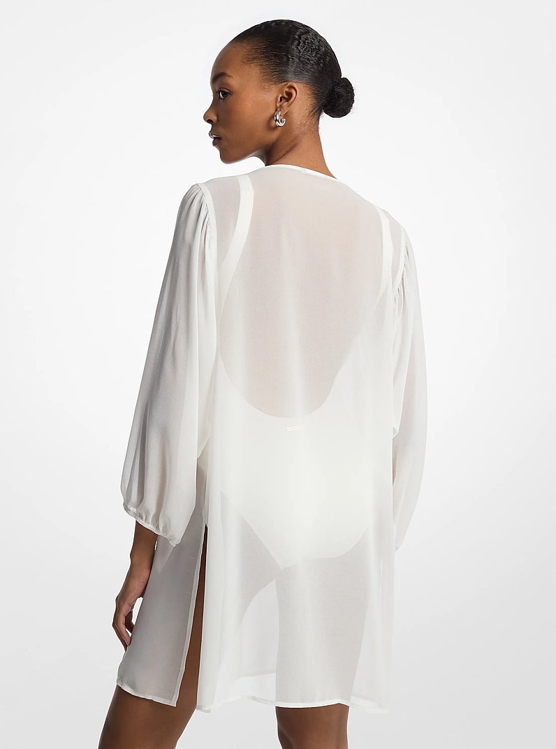 Chiffon Tunic Cover-Up in WHITE | Michael Kors