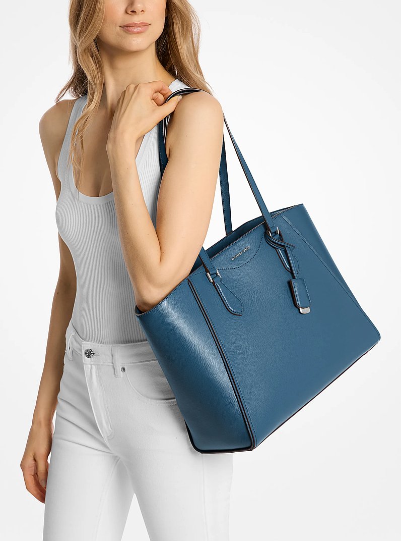 Taryn Large Leather Tote Bag in DK CHAMBRAY | Michael Kors