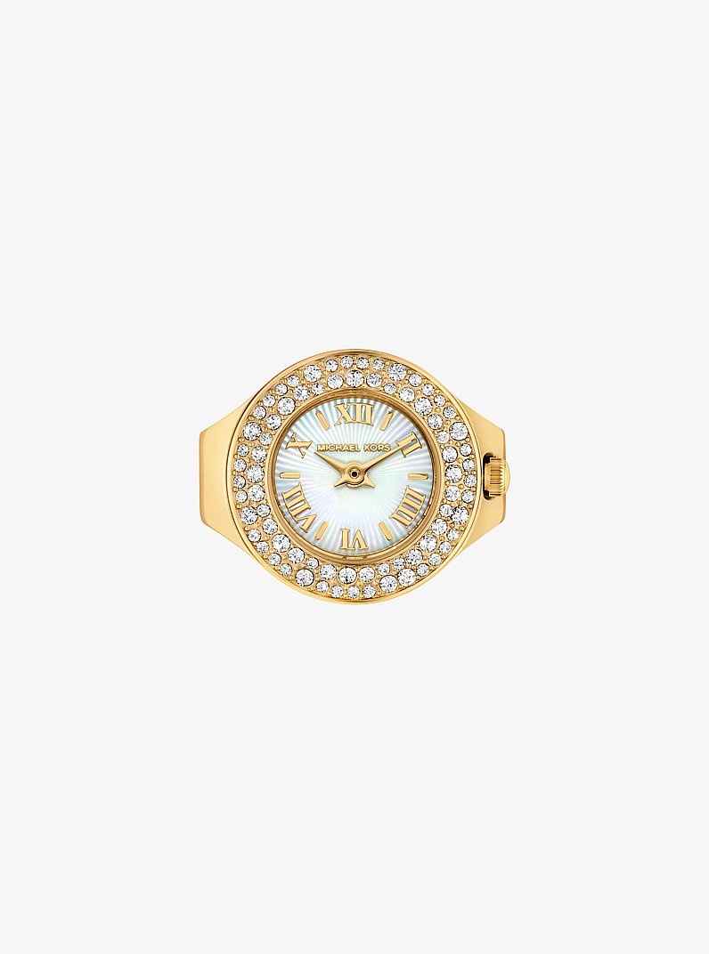 Reloj anillo Liliane en tono dorado con incrustaciones in DORADO | Michael Kors