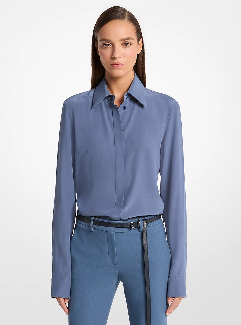 Hansen Silk Crepe De Chine Shirt