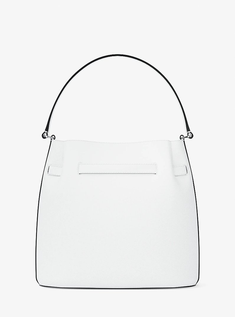 Carson Medium Pebbled Leather Convertible Bucket Crossbody Bag in OPTIC WHITE | Michael Kors