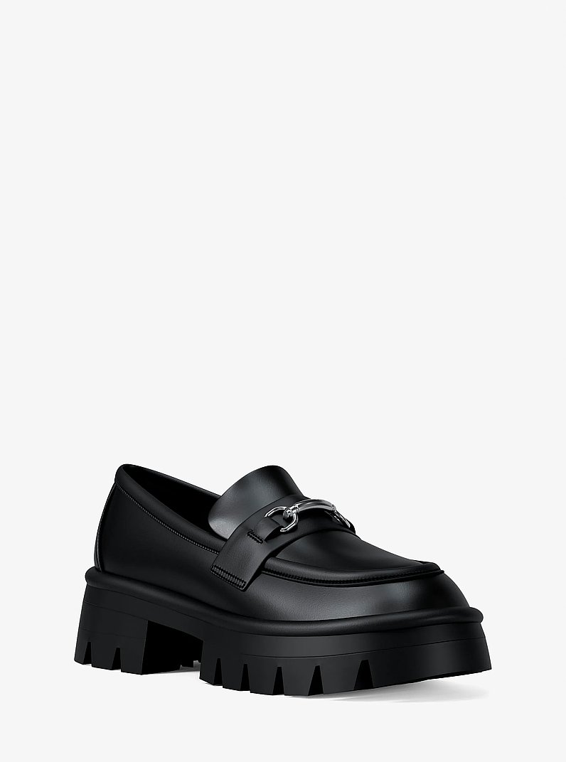 Carson Leather Platform Loafer in BLACK | Michael Kors