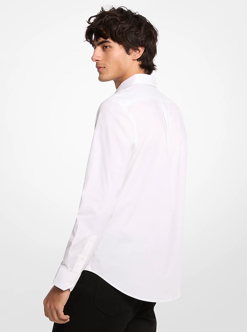 Chemise en m&eacute;lange de coton fa&ccedil;onn&eacute; &agrave; coupe classique in BLANC | Michael Kors