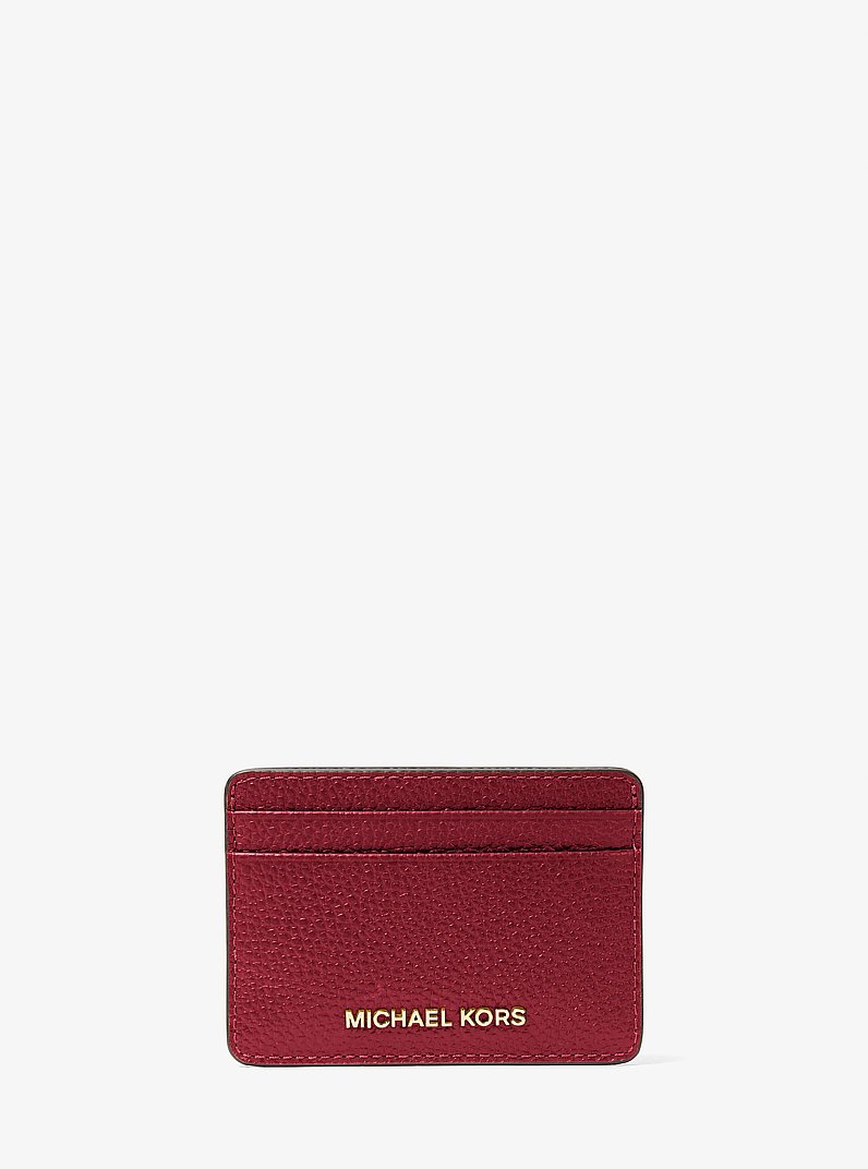 Kartenetui aus gekrispeltem Leder in DUNKELROT | Michael Kors