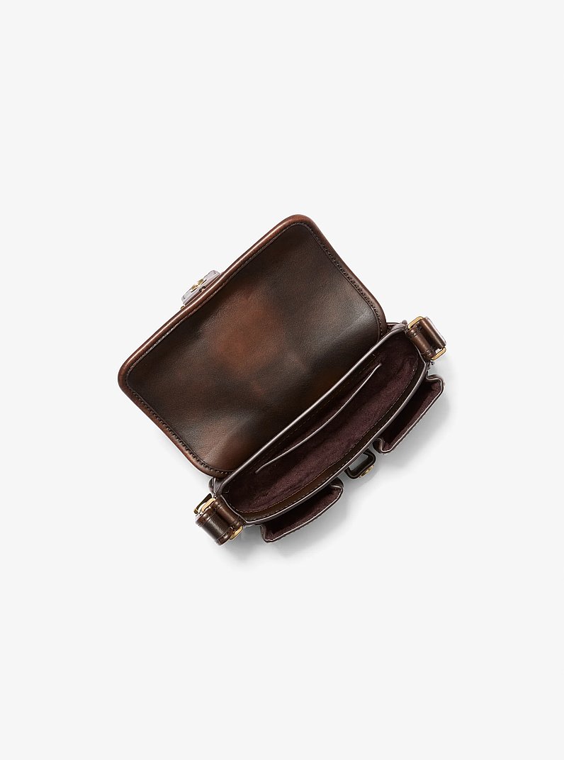 Colby Extra-Small Burnished Leather Shoulder Bag in CHOCOLATE | Michael Kors