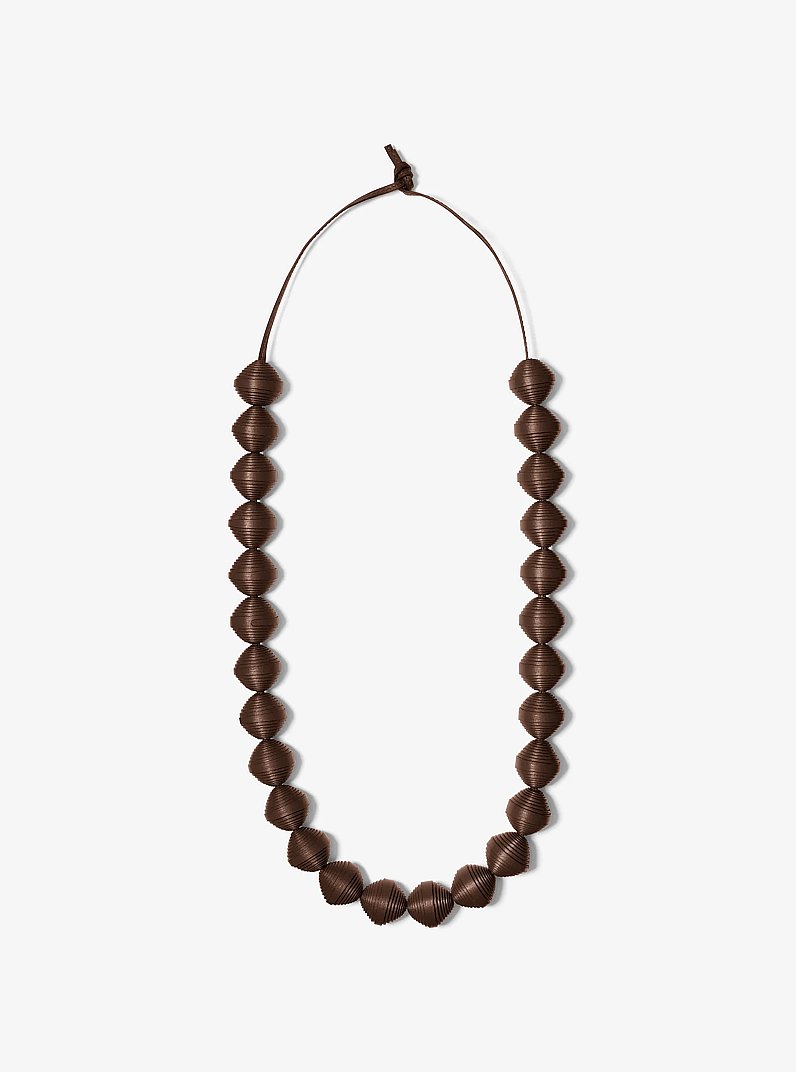 Leather Beads Necklace in EXPRESO | Michael Kors