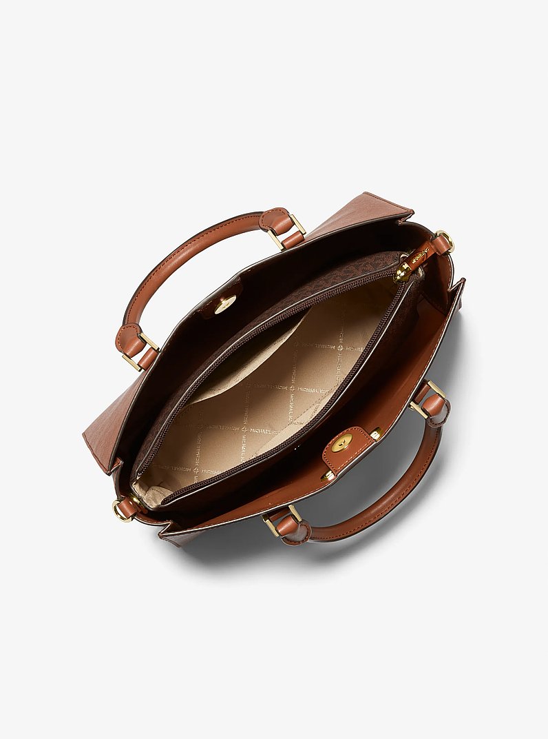 Charlotte Medium Saffiano Leather 2-in-1 Tote Bag in LUGGAGE | Michael Kors