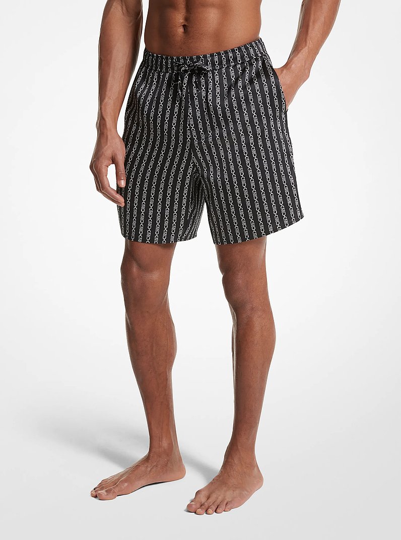 Empire Logo Print Satin Pajama Shorts
