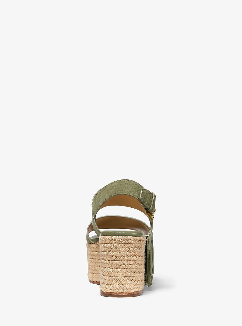 Hana Suede Flatform Sandal in ARMY | Michael Kors