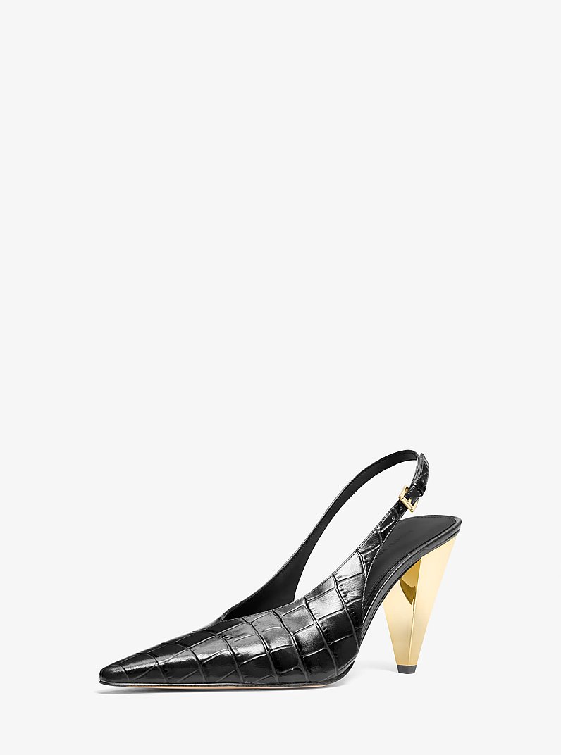 D&eacute;collet&eacute; Electra slingback in pelle stampa coccodrillo in NERO | Michael Kors