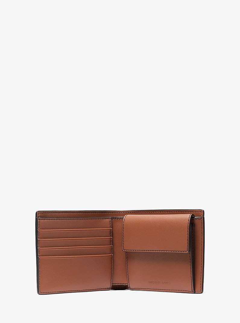 Cooper Pebbled Leather Billfold Wallet With Coin Pouch in LUGGAGE | Michael Kors