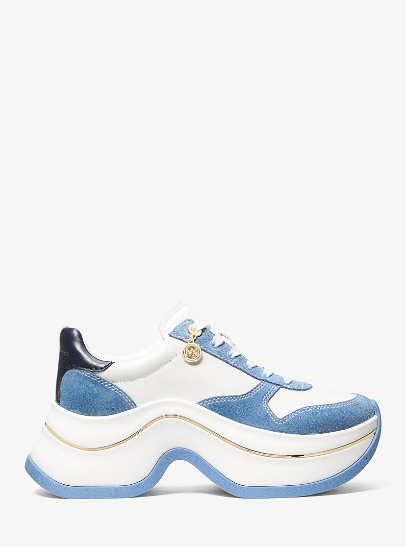 Arla Leather and Suede Trainer in FRCH BLU MLT | Michael Kors