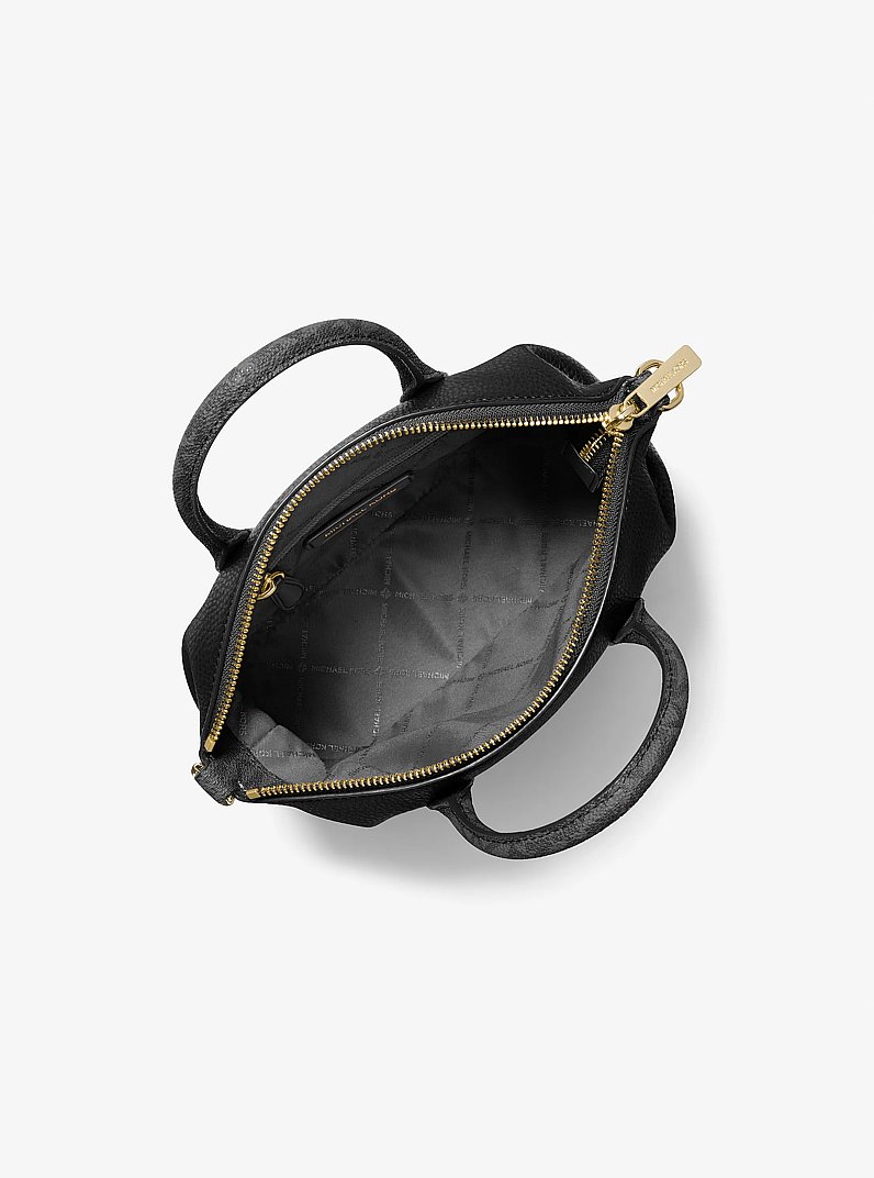 Borsa a mano Hyde piccola con finitura martellata e logo in NERO | Michael Kors