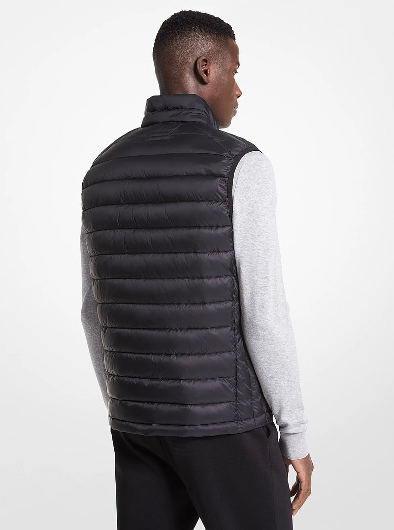 Logo Tape Quilted Nylon Puffer Vest in BLACK | Michael Kors