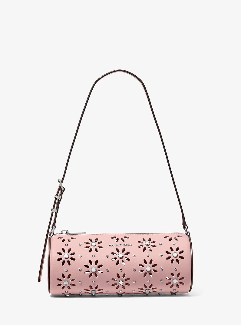 Zylindrische Pochette Izzy Small aus gekrispeltem Leder in RAUCHROSA | Michael Kors