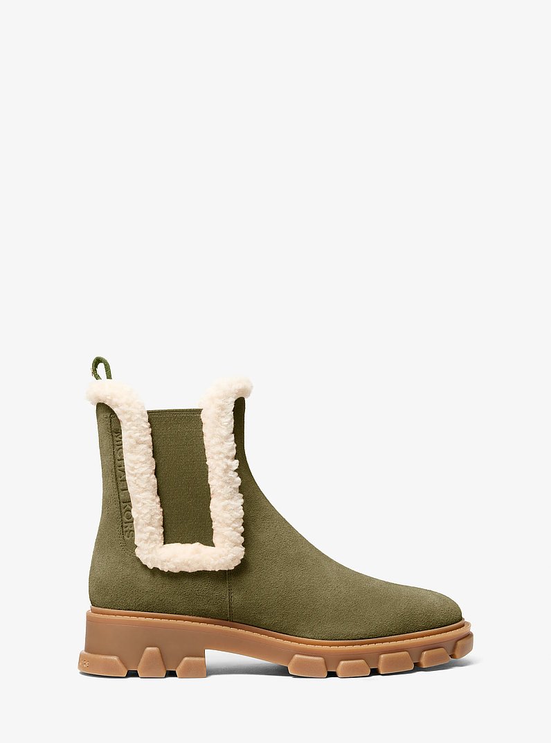 Ridley Suede and Faux Shearling Boot in OLIVE | Michael Kors