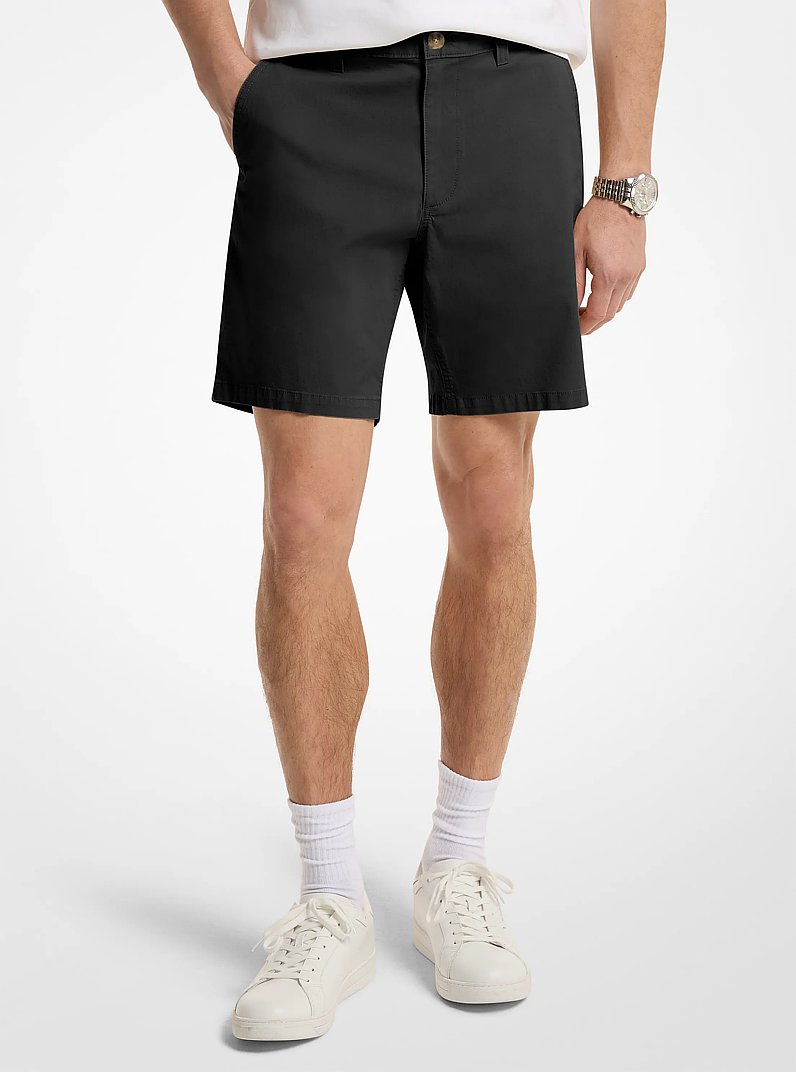 Stretch Cotton Shorts in BLACK | Michael Kors