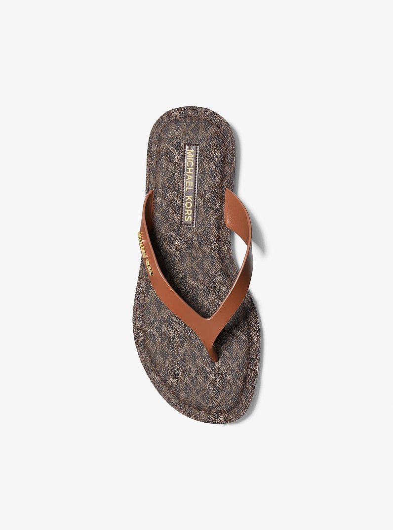 Koko Leather Flip Flop in LUGGAGE | Michael Kors
