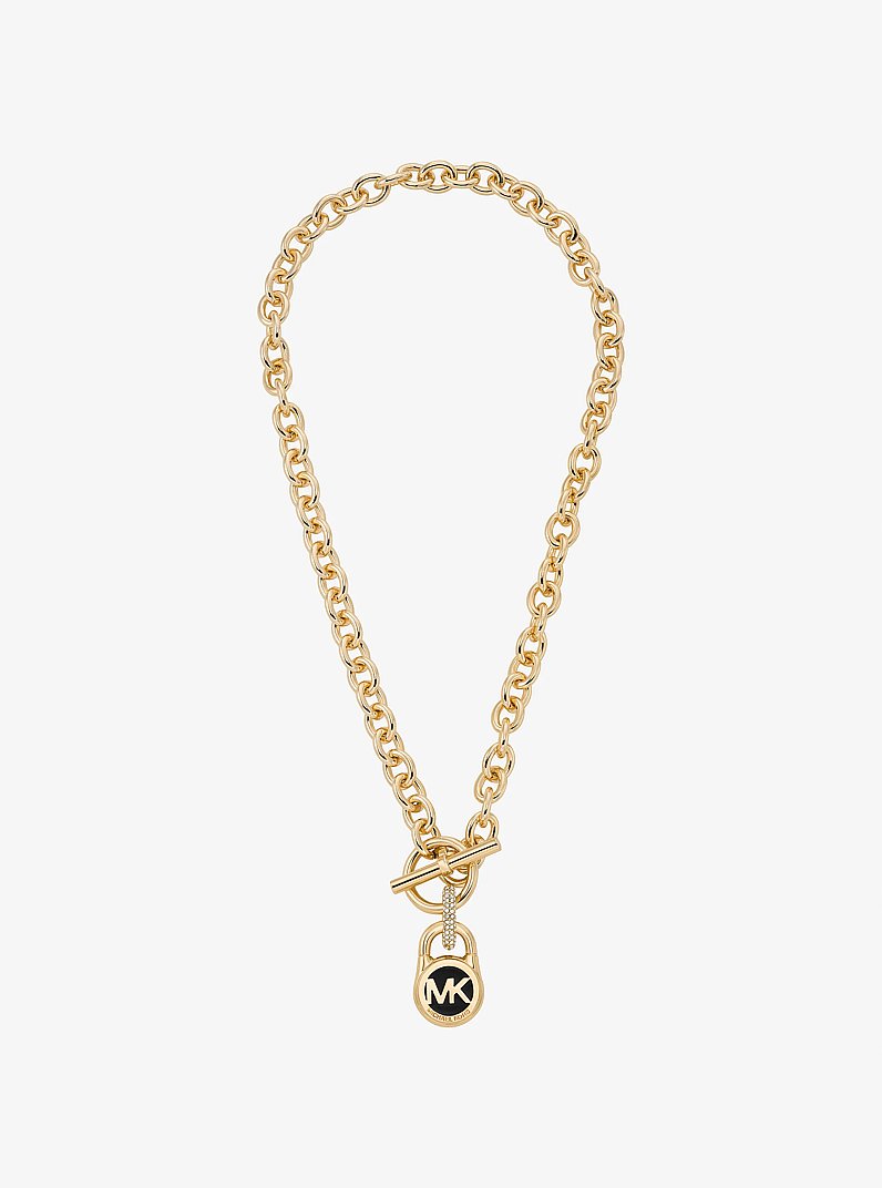 Pav&eacute; Lock Chain Link Necklace in GOLD | Michael Kors