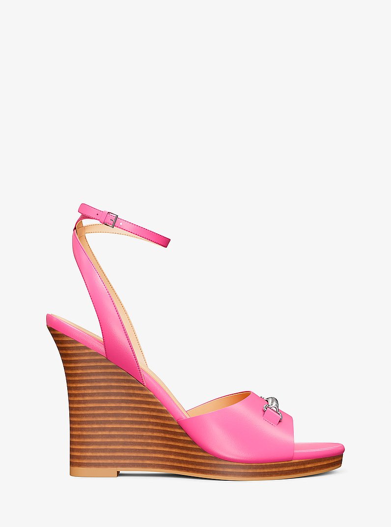 Carson Leather Wedge Sandal in DRAGONFRUIT | Michael Kors