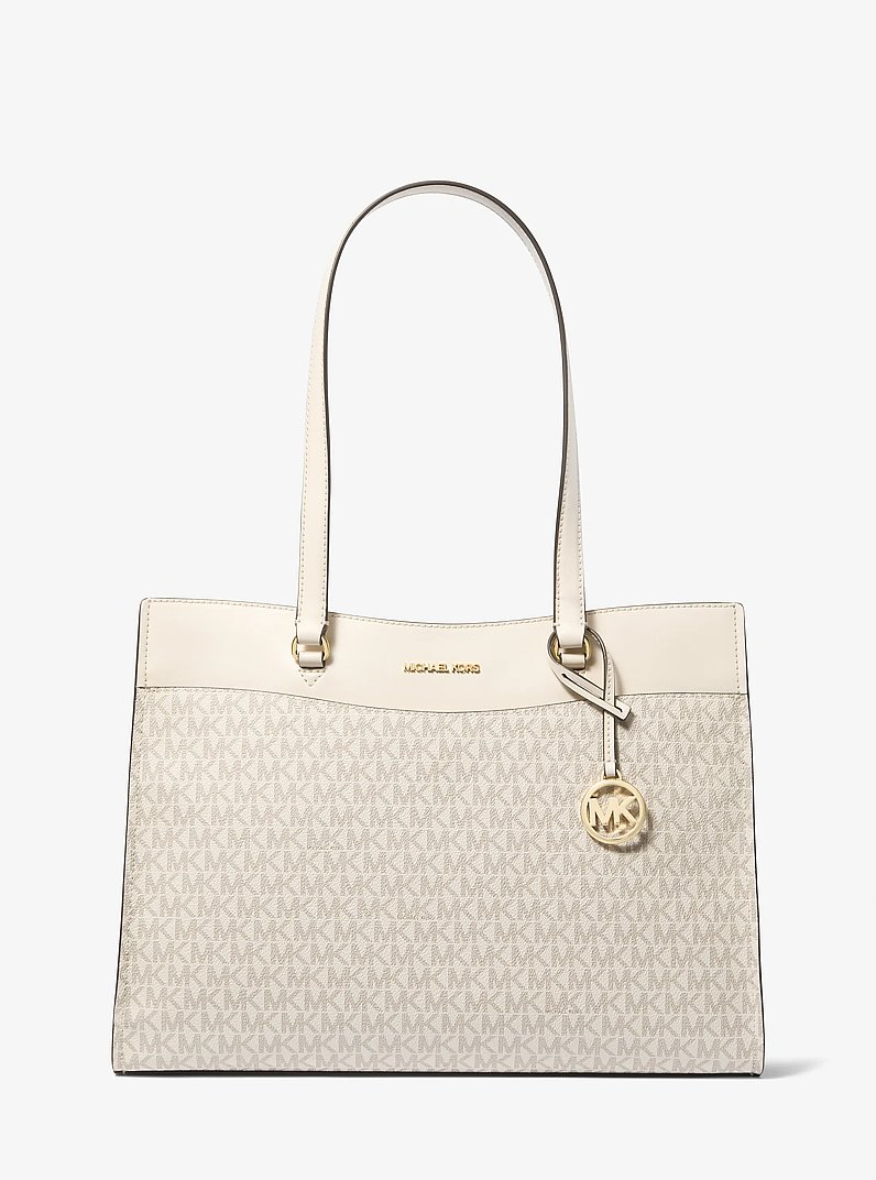 Jet Set Large Signature Logo Tote Bag in LT CRM MULTI | Michael Kors