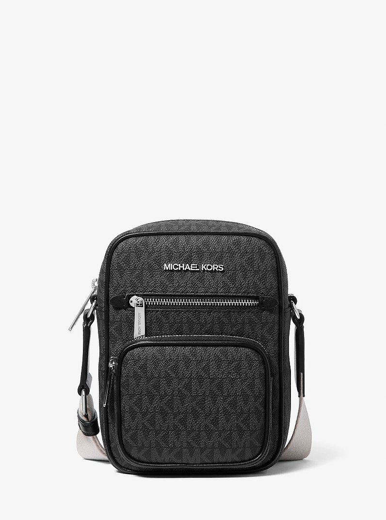 Jet Set Medium Signature Logo Crossbody Bag in BLACK | Michael Kors